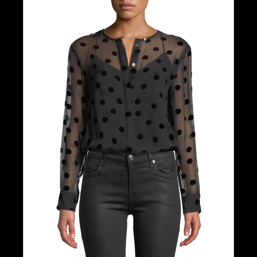 Equipment Femme Sheer Polka Dot Top